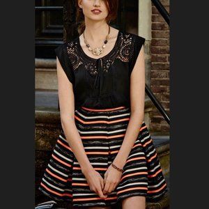 NEW Anthropologie HD In Paris Ribboned Swing Skirt Striped Size 4 Fits 2